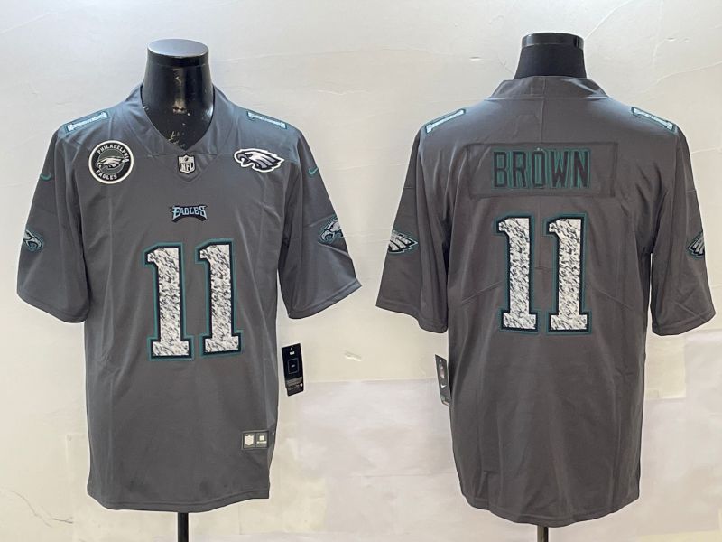 Men Philadelphia Eagles #11 Brown Grey 2025 Nike Vapor Limited NFL Jersey style 5